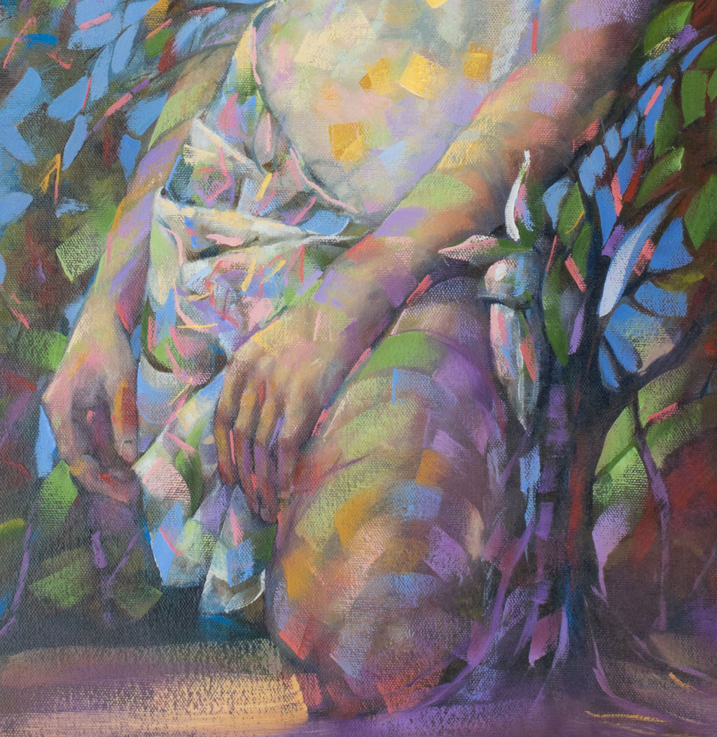 Detail of Tranquil original oil painting by Pat Cross.