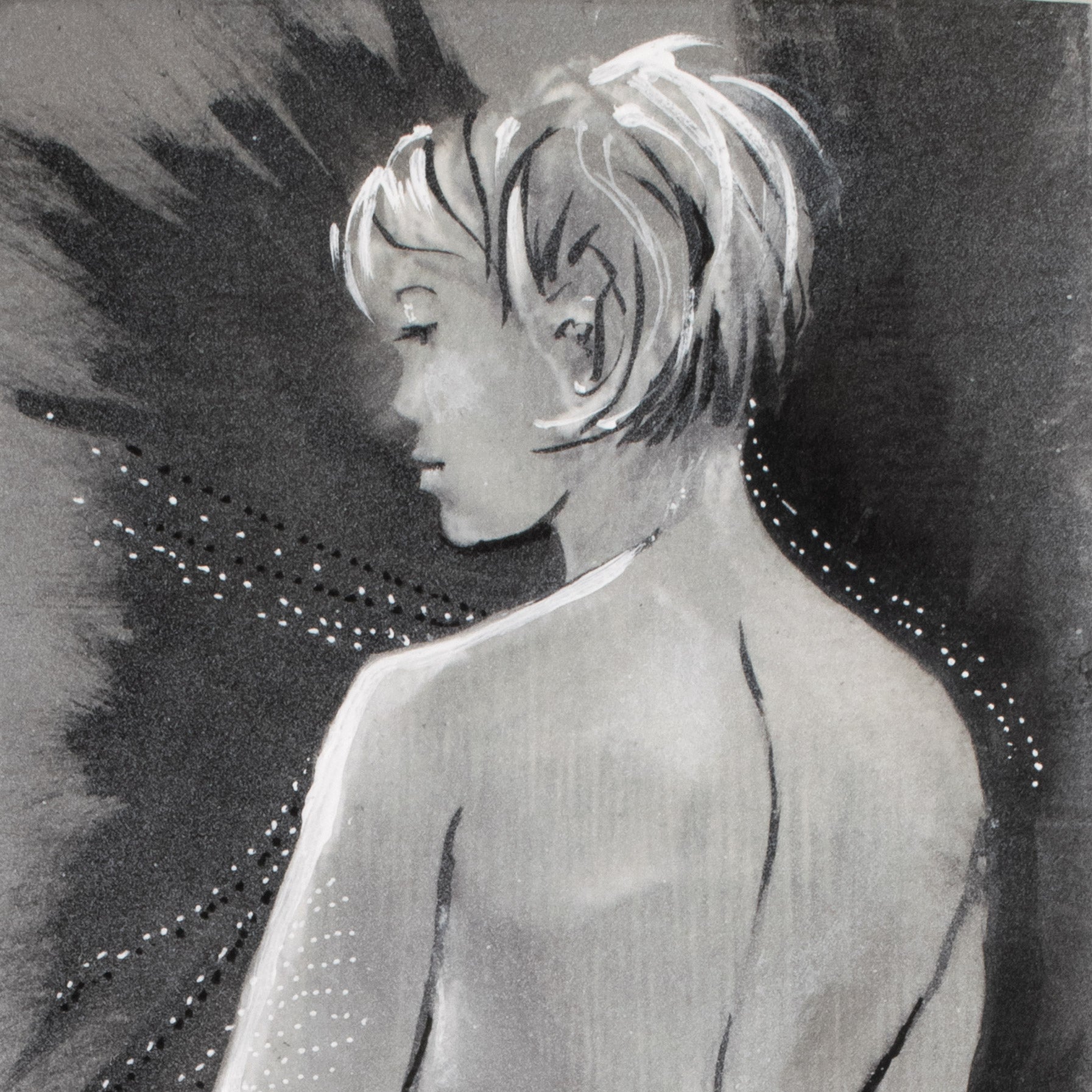 Detail of Original pen and ink drawing titled Transcendence by Pat Cross.