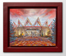 Load image into Gallery viewer, Custom framed original oil painting titled Twilight on Tamarack by Pat Cross.
