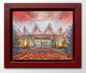 Custom framed original oil painting titled Twilight on Tamarack by Pat Cross.