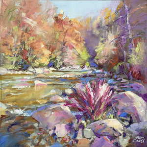 View Downstream original oil painting by Pat Cross.