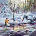 NEW! Custom framed original oil painting titled Winter Wade by Pat Cross.