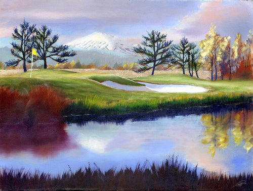 The 18th Hole 9x12 original oil painting by Pat Cross.