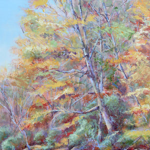 Appalachian Autumn original oil painting detail of the trees by Pat Cross.