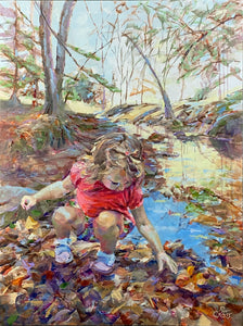 As a Child, original oil painting by Pat Cross.