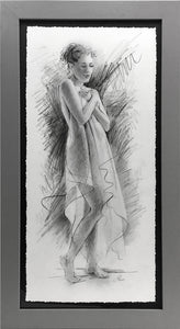 At the Spa framed original drawing by Pat Cross