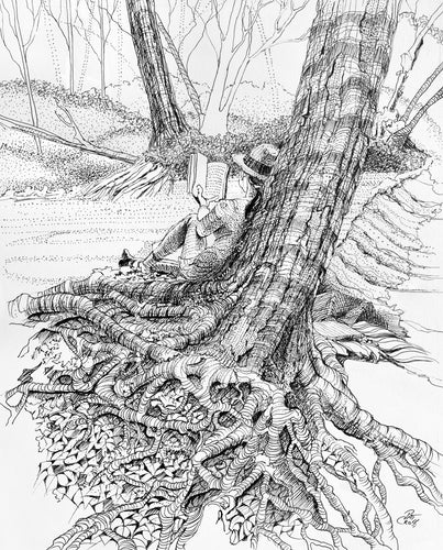 Back to Her Roots original pen and ink drawing by Pat Cross.