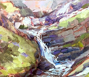 Creekside Curiosity oil painting detail by Pat Cross.