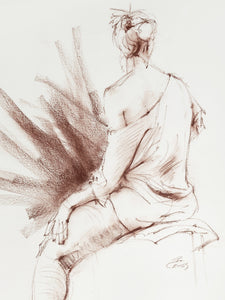 Face the Unknown, an original drawing from a live model by Pat Cross now available at Tamarack!