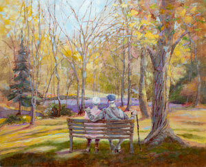 Front Row Seating oil painting by Pat Cross.