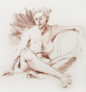 Inner Counsel, an original drawing from a live model by Pat Cross now available at Tamarack.