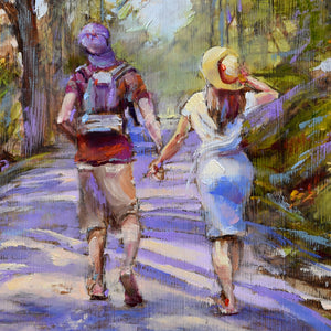 Just the Two of Us original oil painting details by Pat Cross.