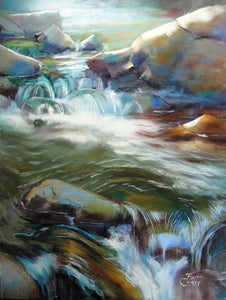 Moody Waters 12x9 oil painting by Pat Cross