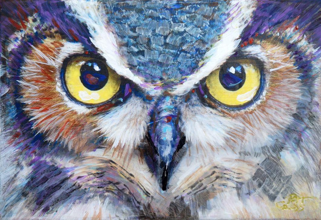 Night Owl original painting by Pat Cross.