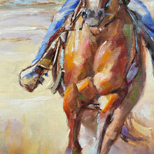 Load image into Gallery viewer, Pardon My Dust original oil painting detail of horse by Pat Cross.
