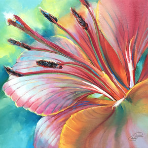 Psychedelic Lily 8x8 oil painting by Pat Cross