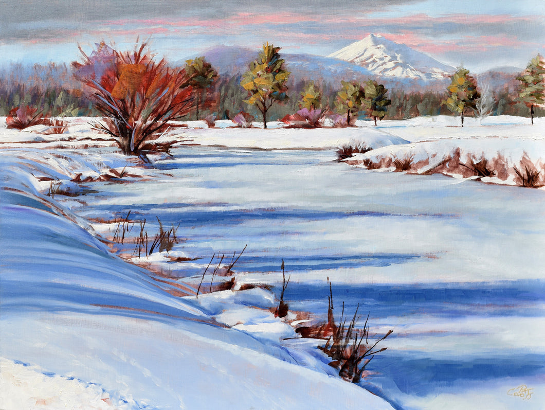 Red Winter Willow oil painting by Pat Cross.