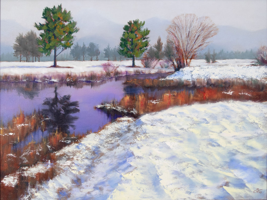 Reflections in Purple original oil painting by Pat Cross.