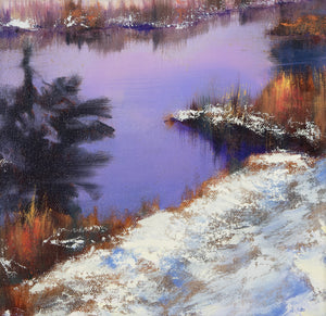 Reflections in Purple original oil painting detail by Pat Cross.