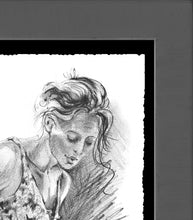 Load image into Gallery viewer, Testing the Waters original graphite drawing edges and frame detail by Pat Cross
