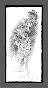 Testing the Waters framed original graphite drawing by Pat Cross