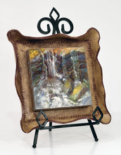 Load image into Gallery viewer, The Splash original oil painting mounted in a kiln fired stoneware frame by Pat Cross.
