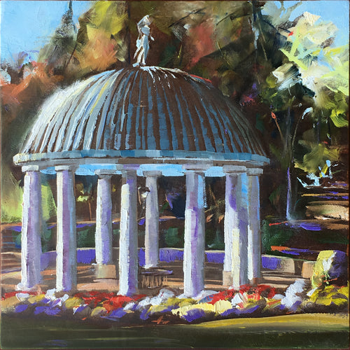 The Greenbrier Spring House Pavilion 6x6 oil painting by Pat Cross
