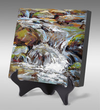 Load image into Gallery viewer, Wanderlust II 6x6 oil painting on black display easel by Pat Cross
