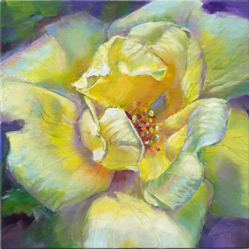 Yellow Rose of Friendship oil painting by Pat Cross.